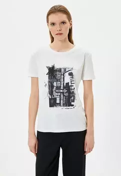 Футболка с принтом CREW NECK SHORT SLEEVE Koton, белый