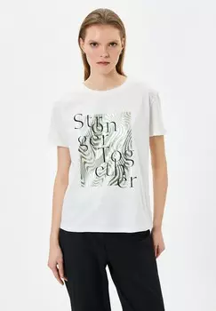 Футболка с принтом CREW NECK SHORT SLEEVE Koton, белый