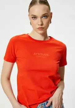 Футболка с принтом CREW NECK SHORT SLEEVE Koton, красный
