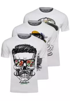 Футболка с принтом CREW NECK SKULL SOYTAN 3E SET Jack & Jones, цвет white