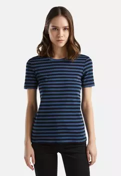Футболка с принтом CREW NECK STRIPED United Colors of Benetton, цвет blue