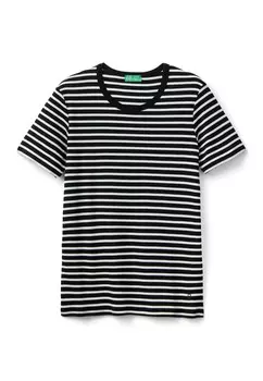 Футболка с принтом CREW NECK STRIPED United Colors of Benetton, черный