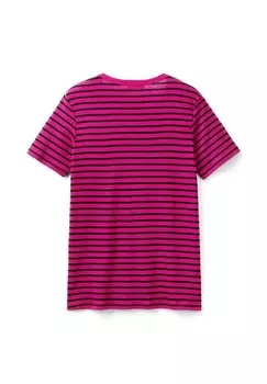 Футболка с принтом CREW NECK STRIPED United Colors of Benetton, розовый