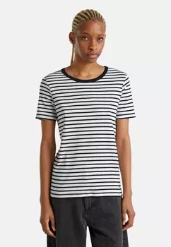 Футболка с принтом CREW NECK STRIPED United Colors of Benetton, белый