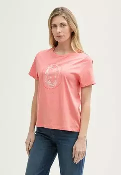 Футболка с принтом CREW NECK TOM TAILOR, коралловый