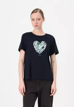 Футболка с принтом CREW NECK TOM TAILOR, темно-синий
