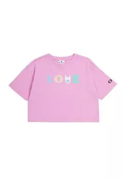 Футболка с принтом CREWNECK CROP ICONS Champion, цвет rose