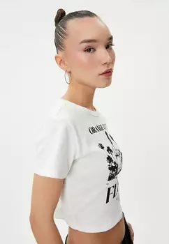 Футболка с принтом CROP Koton, белый