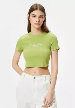 Футболка с принтом CROP SHORT SLEEVE CREW NECK Koton, зеленый