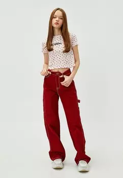 Футболка с принтом CROP SHORT SLEEVE CREW NECK Koton, розовый