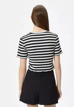 Футболка с принтом CROP SHORT SLEEVE CREW NECK Koton, черный