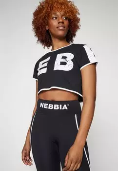 Футболка с принтом Crop Top Nebbia, черная