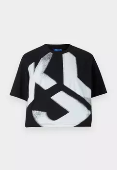 Футболка с принтом CROPPED BLEACH LOGO TEE Karl Lagerfeld Jeans, черный