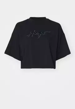 Футболка с принтом CROPPED TEE HUGO, черный