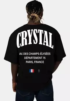 Футболка с принтом CRYSTAL PARIS, черная