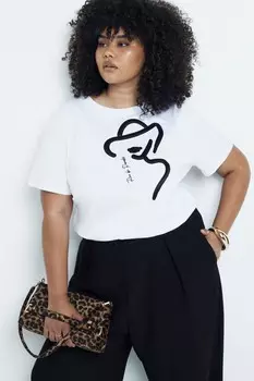 Футболка с принтом «Curve front» River Island, белый