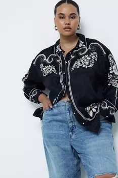 Футболка с принтом Curve в стиле вестерн River Island, черный