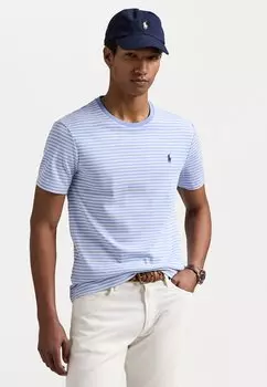 Футболка с принтом CUSTOM SLIM STRIPED SOFT COTTON T-SHIRT Polo Ralph Lauren, темно-синий
