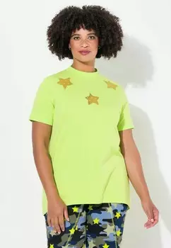 Футболка с принтом CUT-OUT STARS STAND-UP COLLAR Angel of Style, светло-зеленый