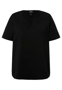 Футболка с принтом CUTOUT NECK SHORT SLEEVE Ulla Popken, черный