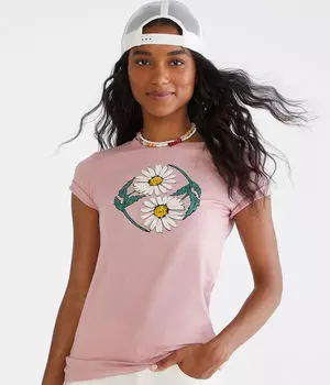 Футболка с принтом Daisy Circle Aeropostale, розовый