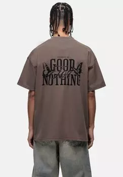 Футболка с принтом DAKOTAU Good For Nothing, серо-коричневый