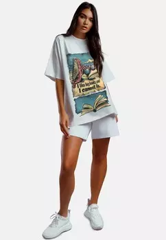 Футболка с принтом DAMEN OVERSIZED 24RSW057 BEACHSIDE BOOKLOVER Reichstadt, белый