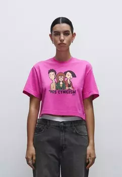 Футболка с принтом DARIA BITTER Henry Tiger, фуксия