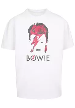 Футболка с принтом DAVID BOWIE ALADDIN SANE DISTRESSED F4NT4STIC, белый