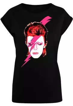 Футболка с принтом DAVID BOWIE ALADDIN SANE LIGHTNING BOLT F4NT4STIC, черный