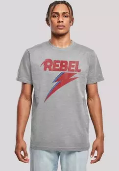 Футболка с принтом DAVID BOWIE DISTRESSED REBEL F4NT4STIC, серый