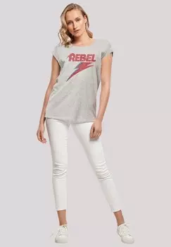Футболка с принтом DAVID BOWIE DISTRESSED REBEL F4NT4STIC, серый
