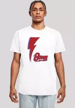 Футболка с принтом DAVID BOWIE RED BOLT F4NT4STIC, белый