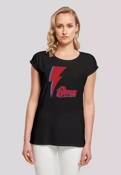 Футболка с принтом DAVID BOWIE RED BOLT F4NT4STIC, черный