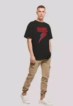 Футболка с принтом DAVID BOWIE ROCK MUSIC BAND DISTRESSED REBEL F4NT4STIC, черный