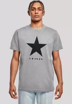 Футболка с принтом DAVID BOWIE STAR LOGO F4NT4STIC, цвет heather grey