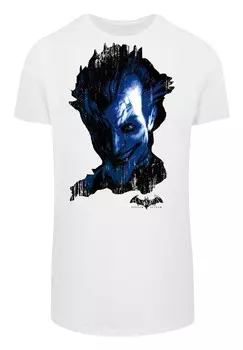 Футболка с принтом DC COMICS BATMAN ARKHAM ASYLUM JOKER-WHT WITH SHAPED LONG F4NT4STIC, белый