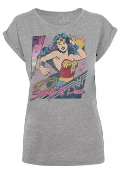 Футболка с принтом DC COMICS STRENGTH & POWER F4NT4STIC, серый