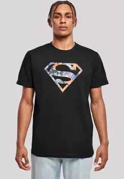 Футболка с принтом Dc Comics Superman Floral Logo Superheld F4NT4STIC, черный