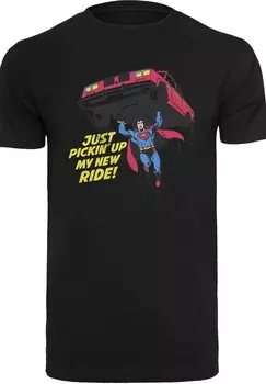 Футболка с принтом DC COMICS SUPERMAN NEW RIDE SUPERHELD F4NT4STIC, черный