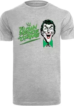 Футболка с принтом DC COMIS SUPERHELDEN BATMAN JOKER THE CLOWN PRINCE OF CRIME F4NT4STIC, серый