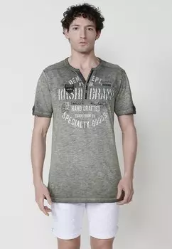 Футболка с принтом DE MANGA CORTA CON ABERTURA DEL CUELLO Koroshi, темно-зеленый