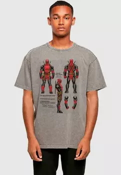Футболка с принтом DEADPOOL ACTION FIGURE ABSOLUTE CULT, темно-серый