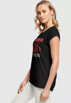 Футболка с принтом DEADPOOL APPROVES ABSOLUTE CULT, черный