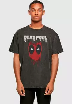 Футболка с принтом DEADPOOL DRIPPING HEAD ABSOLUTE CULT, черный