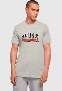 Футболка с принтом DEADPOOL EVOLUTION ABSOLUTE CULT, светло-серый