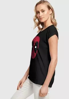 Футболка с принтом DEADPOOL HEAD OF ROSES ABSOLUTE CULT, черный