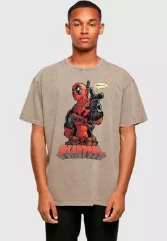 Футболка с принтом DEADPOOL HEY YOU ABSOLUTE CULT, коричневый