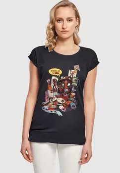 Футболка с принтом DEADPOOL MERCHANDISE ROYALTIES ABSOLUTE CULT, темно-синий