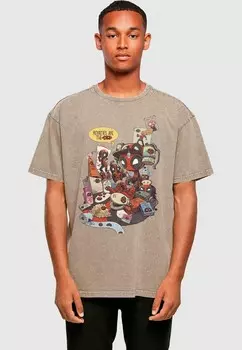 Футболка с принтом DEADPOOL MERCHANDISE ROYALTIES ABSOLUTE CULT, коричневый